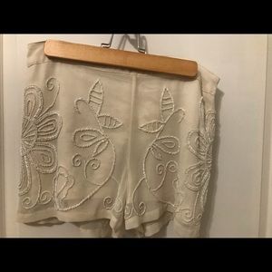 Winter white, beaded shorts